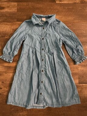 wonder nation Light Blue Denim Button-Front Girls Dress